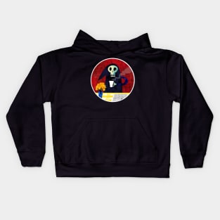 Coffee Break for the Grim Reaper Kids Hoodie